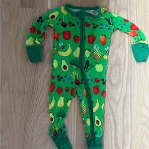 Little Sleepies Green and Red Footies with Playful Design